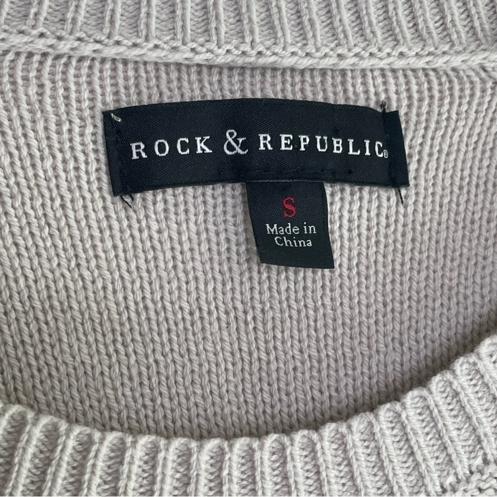 ROCK & REPUBLIC Minimalist Edgy Studded Pullover Cotton Blend Knit Sweater NWT S - Picture 9 of 15